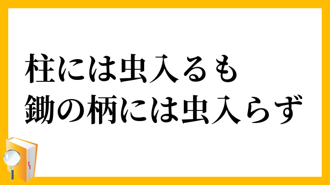柱には虫入るも鋤の柄には虫入らず