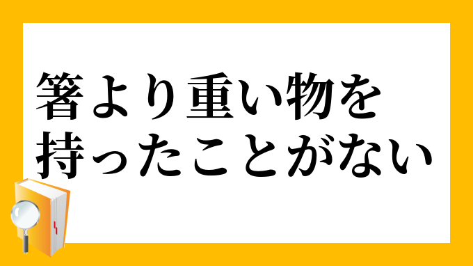 箸より重い物を持ったことがない はしよりおもいものをもったことがない の意味